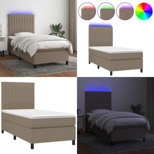 Boxspringbett mit Matratze & led Taupe 90x200 cm Stoff - Boxspringbett - Boxspringbetten - Home &