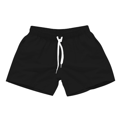 Herren Boardshorts Badeshorts Badehose Schwimmshorts Bademode Kordelzug Mit Taschen Einfarbig Wasserdicht UV-Schutz Schwimmbad Hawaiianisch Casual / sportlich Schwarz Weiß Mikro-elastisch Image