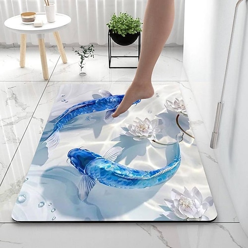 Badematten mit abstraktem Graphen, kreativer saugfähiger Badezimmerteppich, rutschfeste Matten aus Kieselgur Image