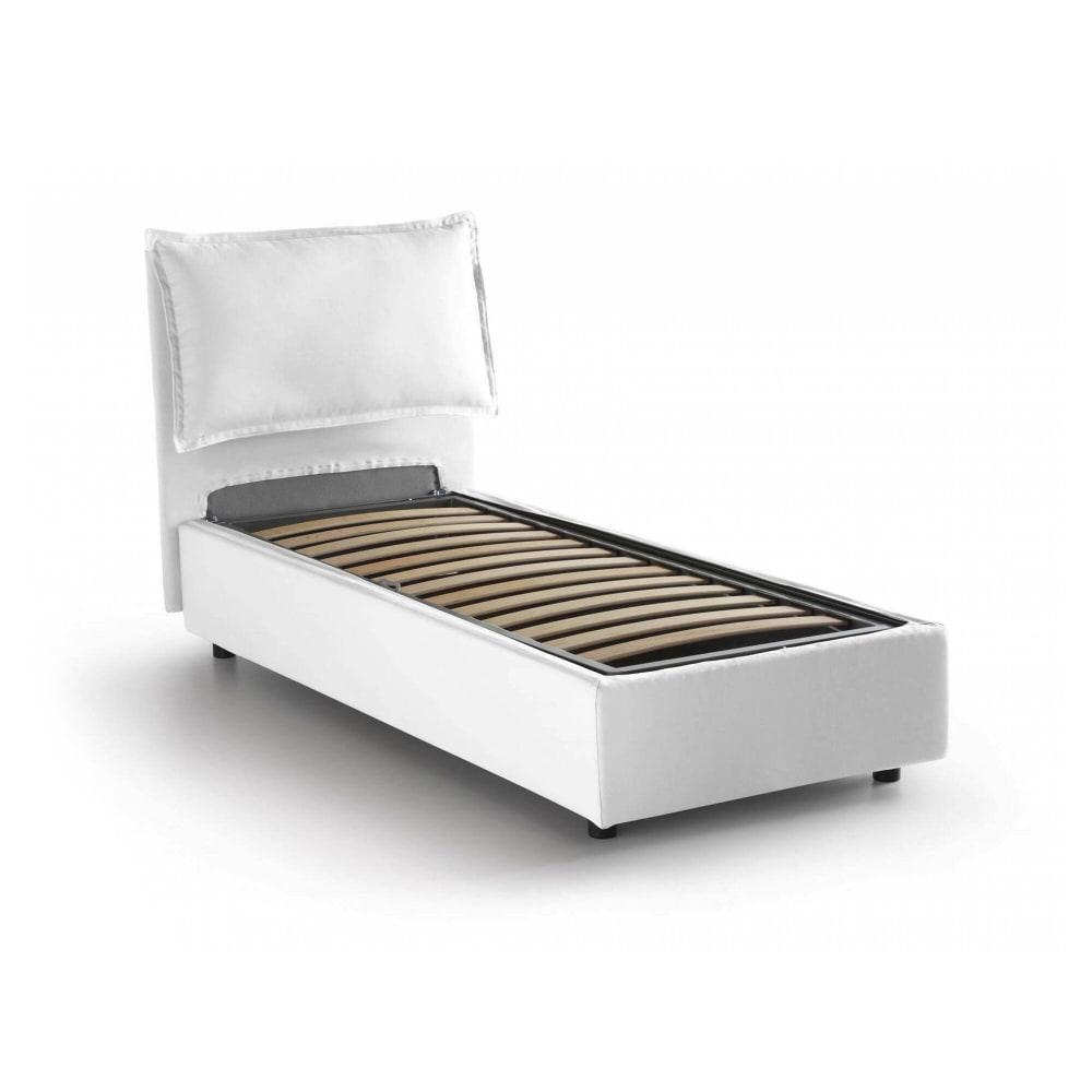 Lit simple en tissu blanc 80x190 cm