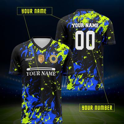 TEMU Custom Soccer Jersey With Name & Number - V-neck, Breathable Polyester, Training & Casual Wear