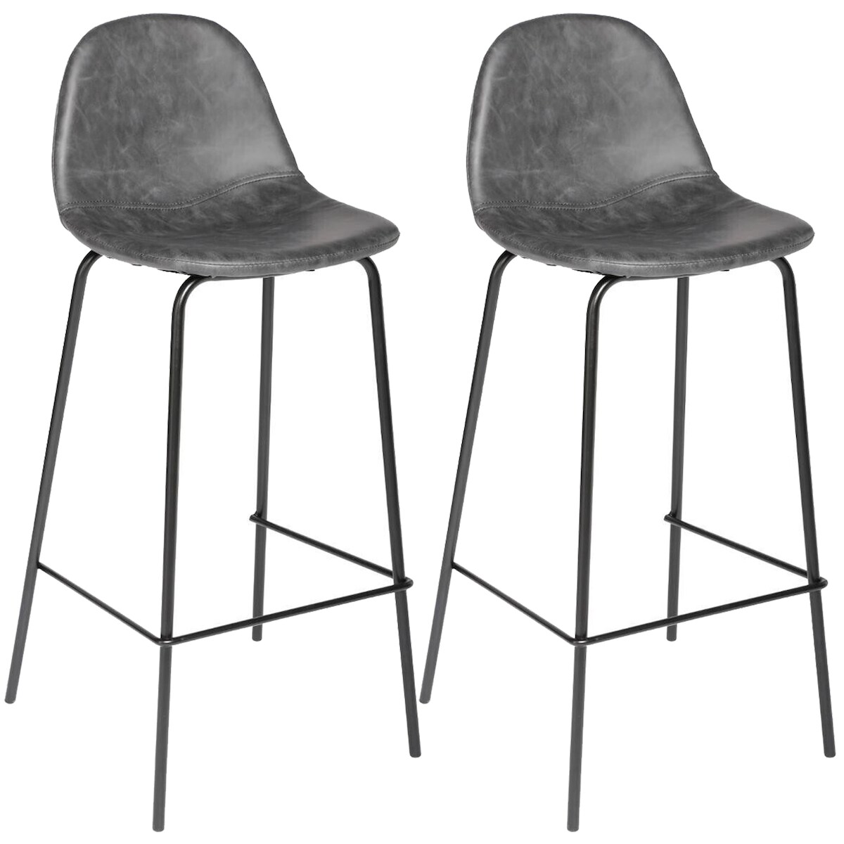 Pack 2 Barhocker Atmosphera mit Lederoptik in Grau Image