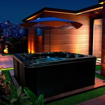 Whirlpool AMERICAN SPA "American Spa Franklin", grau (grafit), B:200cm H:78cm L:200cm, Whirlpools, Ganzjahres-Whirlpool, 1 Liegefläche, 5 Sitzmöglichkeiten