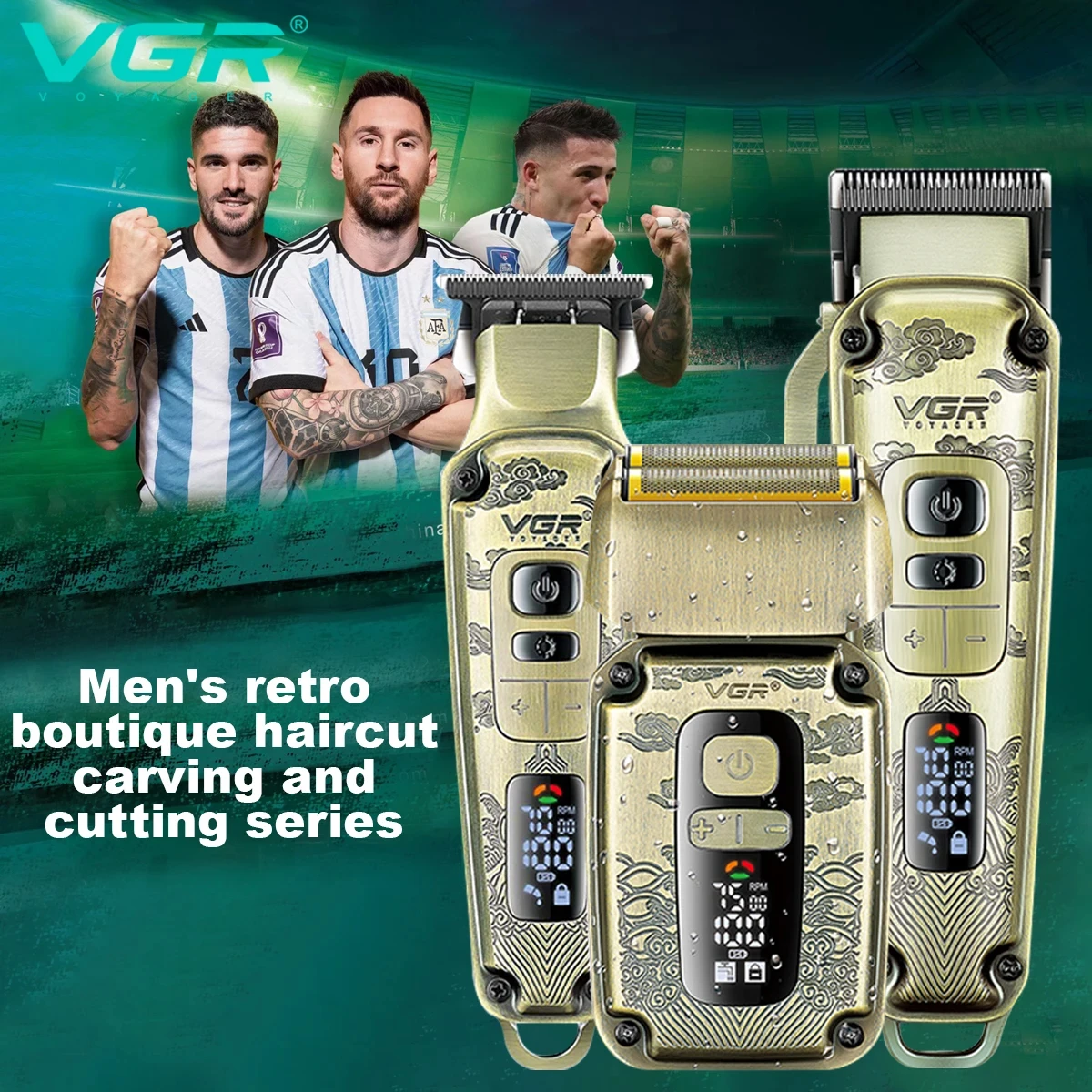 VGR Herren Retro Boutique Haarschneideskulptur Push Cutting Friseursalon Home Oil Head Haircutting Ganzkörperhaarschneiden Image