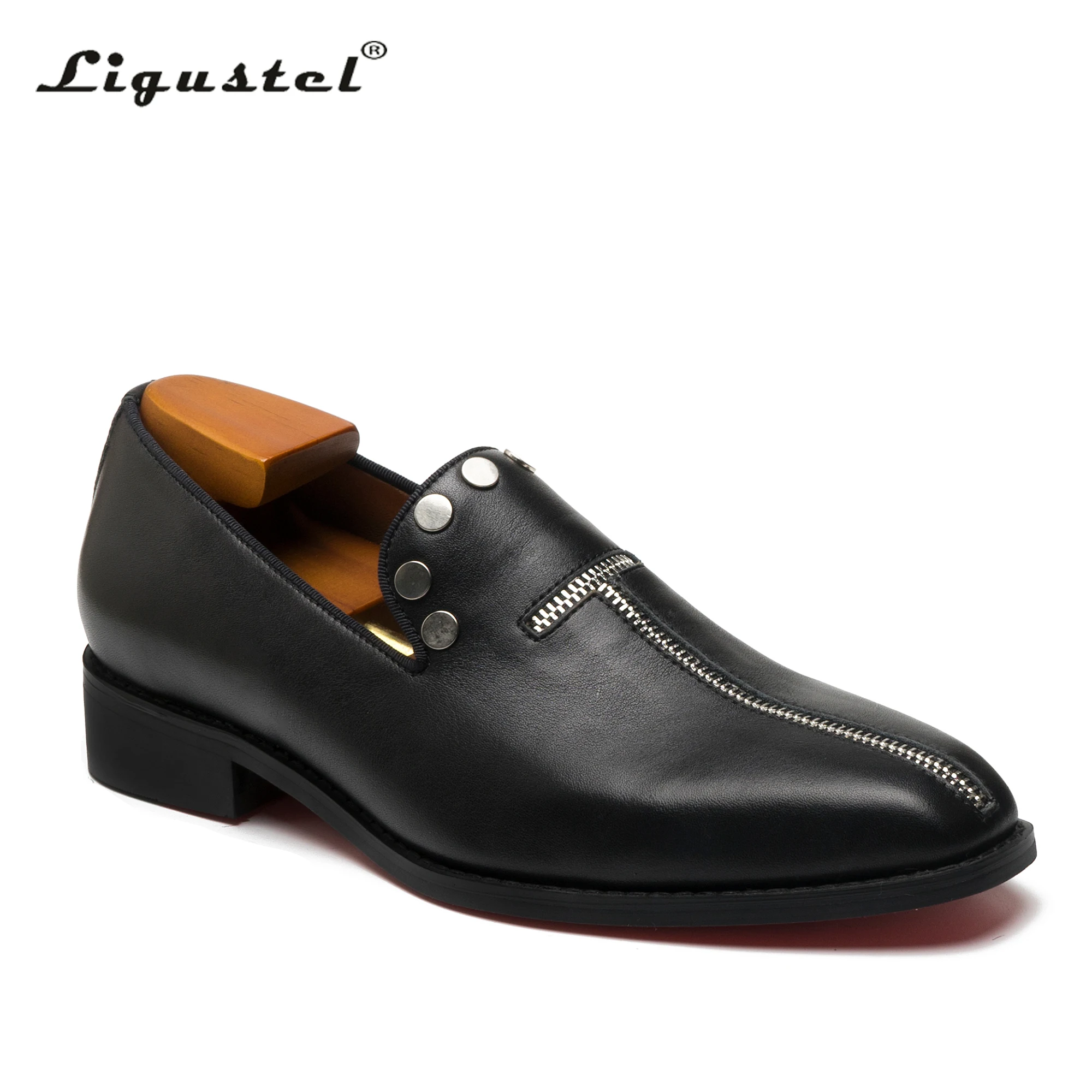 Ligustel Männer Original Designer schwarz Leder Slip-On Schuh für Mann Mode Hochzeits feier männlich rot unten lässig Slipper plus Größe
