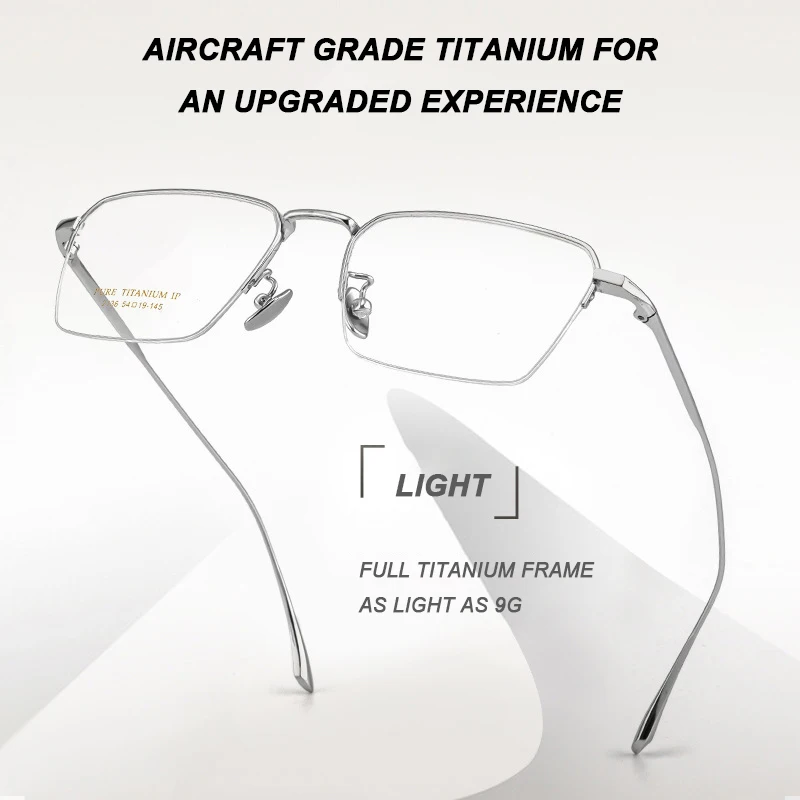 Neue Ultraleichte Reine Titan Brille Rahmen Mode Halbrand Business Männer Quadratische Brillen Und Vintage Luxus Frauen Spektakel Image
