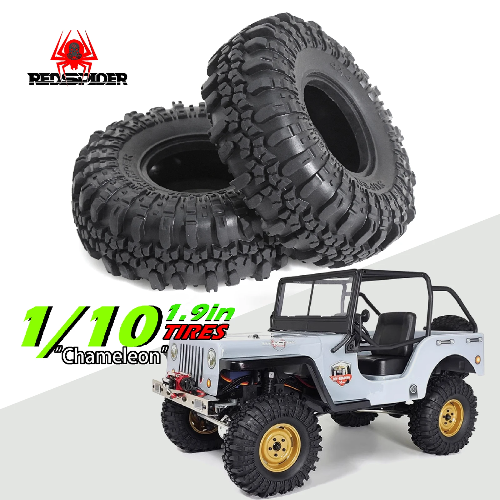 1,9 Reifen Klaue Schlamm Gelände Rad Reifen für FCX10 Axial SCX10 Pro SCX10 UTB18 TRX4 Redcat Gen8 7VS4-10 1/10 RC Crawler Auto 4PCS Image