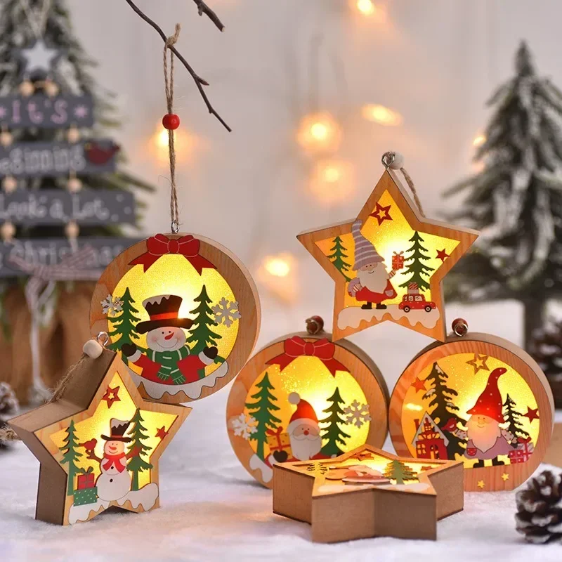 Weihnachtsdekorationen LED Nachtlicht Leuchtender Weihnachtsbaum Anhänger Weihnachtsmann Schneemann Anhänger Ornament Weihnachten Nachtlichter