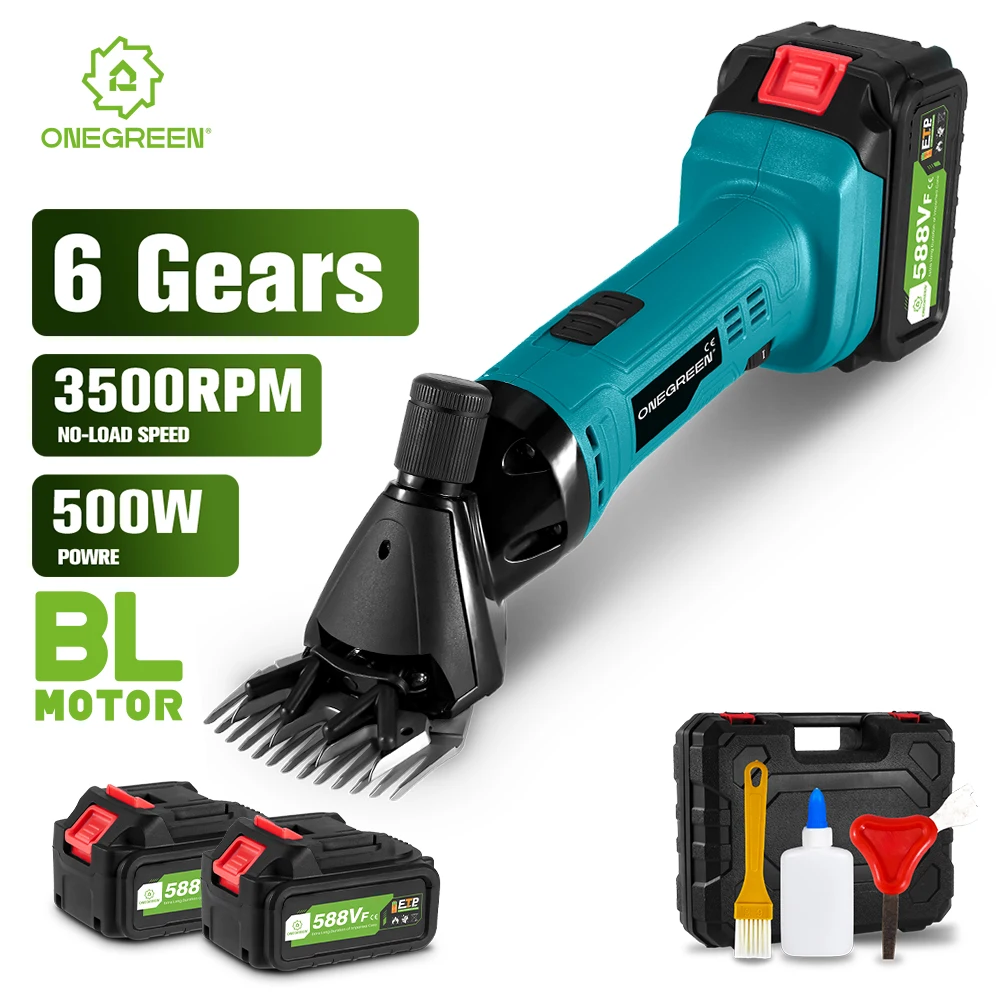 ONEGREEN 6 Geschwindigkeit 13 Zähne Schnurlose Elektrische Wollschere Elektrische Schere Schafe Haustier Clipper Maschine Für Makita 18 V Batterie Pin Image