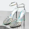 Farbige Kristall Cross Strap Sandalen Frauen Schimmer Schillernden Silber T Strap Schuhe Damen