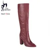 Herbst Winter Lange Stiefel Für Frauen Plus Größe 34-46 Mode Damen High Heels Spitze Zehen Frau Schuhe Weiche leder Kniehohe Stiefel