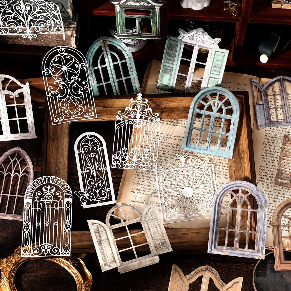 10 Stück Windows-Thema DIY Collage Dekoratives Papier Scrapbooking Material handgemachtes Tagebuch Album Junk Journal Supplies Image