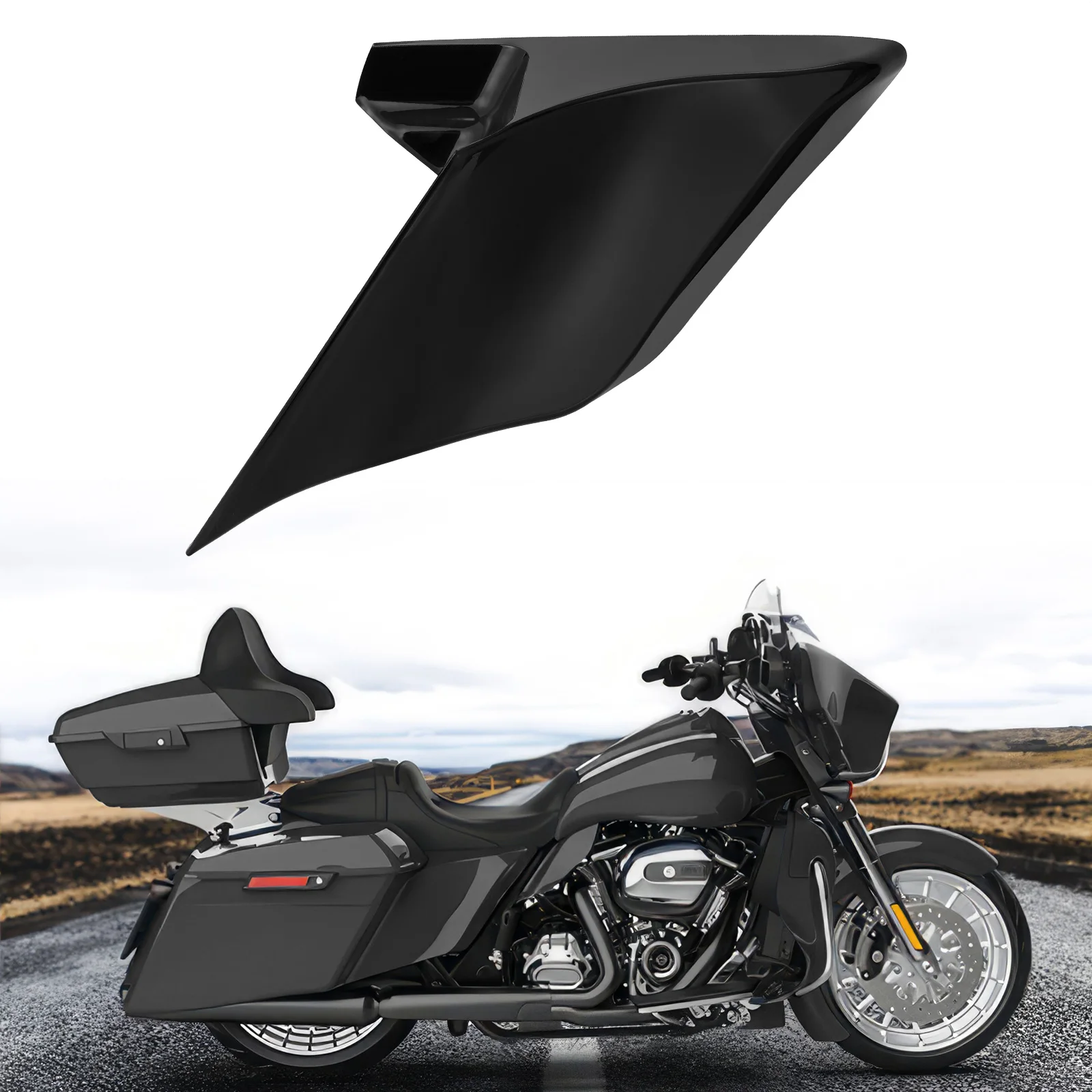 Schwarzes verlängertes Seitenabdeckungs-Stretchpanel, passend für Harley/Davidson Touring FLH 2009–2023
