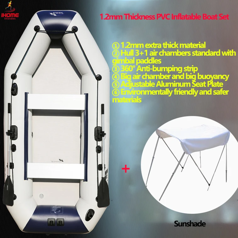 1,2 mm dickes PVC-Schlauchboot mit 3 + 1 Luftkammer-Luftdeck-Set, verschleißfestes Wassersport-Angelplattform-Bootszubehör Image