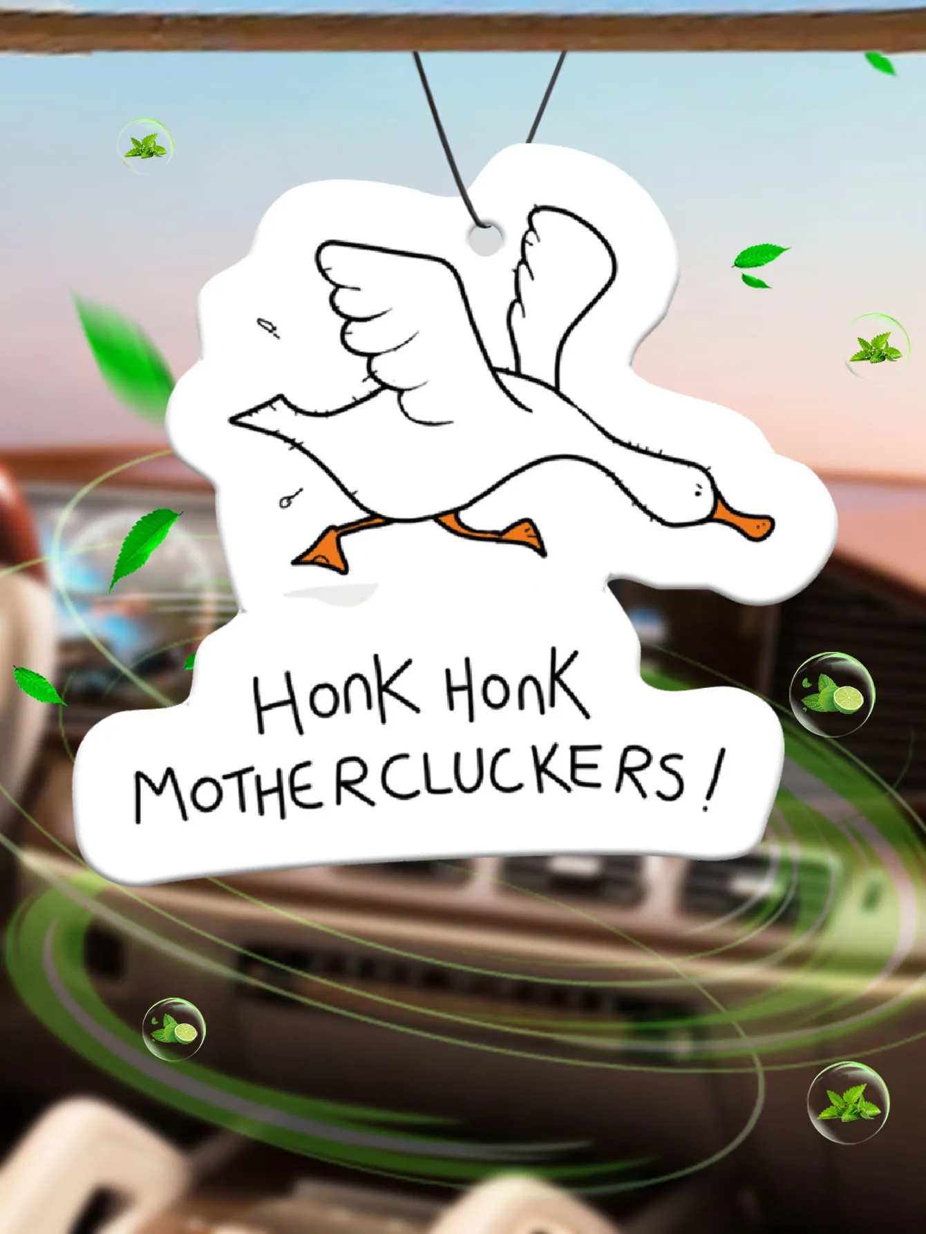 Angry Goose, ein temperamentvolles Tier, Auto-Lufterfrischer, Garderoben-Lufterfrischer, Parfüm, Rückspiegel-Dekoration, Auto-Innenraum-Anhänger, natürlicher Duft zum Reinigen der Luft, Image