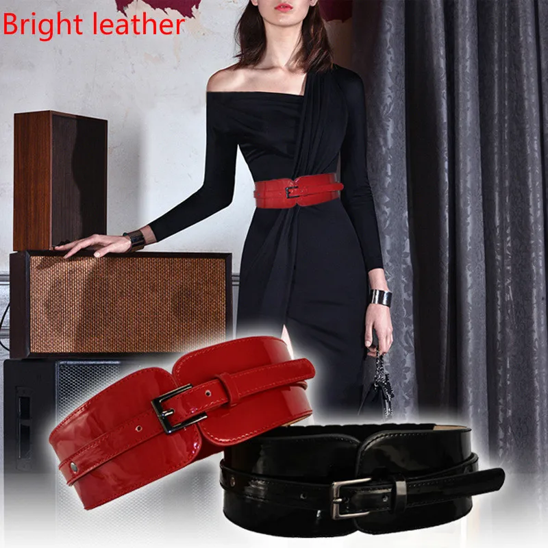Helle Frauen Helle leder Echtes leder Gürtel Vielseitig Kleid Rock Mit Schwarz Rot Taille dicht Geeignet für 65-90cm taille Image