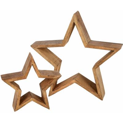 Spetebo - Mango Holz Stern 2er Set - 30 / 20 cm - Weihnachtstern Tisch Deko Image