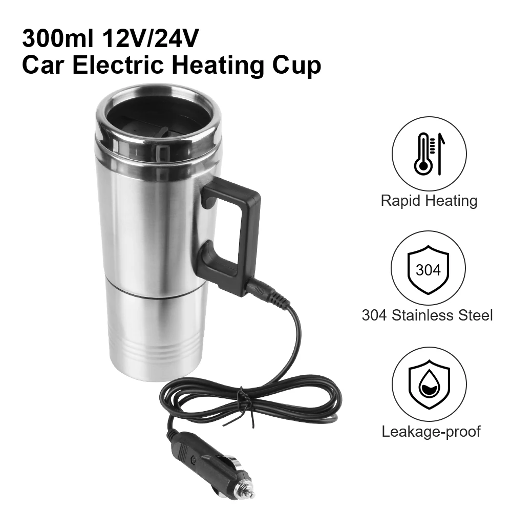 Fahrzeug Heizung Tasse Camping Reise Wasserkocher Elektrische Heizung Auto Wasserkocher Edelstahl 12V/24V 300ml Auto Zubehör Image