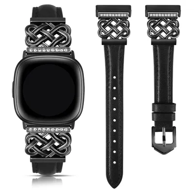 The leather strap is compatible with the Fitbit Versa 4/Versa 3/Fitbit Sense 2/Sense smartwatch strap with an interlocking latch
