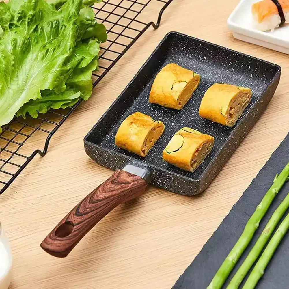 Pot Square Frying Pan Flat Bottom Mini Egg Cooker Non-stick Fried Cooking Griddle Breakfast Pan Egg Roll Frying Pan Fried Eggs