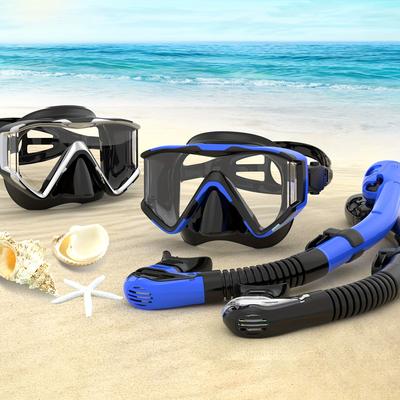 TEMU 2 Snorkeling Masks With Fully Dry Breathing Tubes, 180 Â° Wide-angle Snorkeling Mask For Adults, Suitable For Underwater Activities