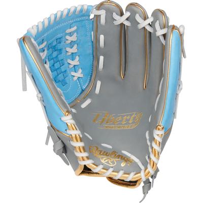 Rawlings Liberty Advanced 12.5"" Basket Web Pitcher/Outfielder Fastpitch Softball Glove - Right Hand Throw Grey/Columbia/Gold