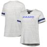 Women's Heather Gray Los Angeles Rams Plus Size Lace-Up V-Neck T-Shirt Size: Extra Large