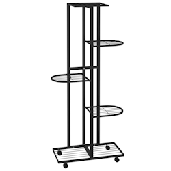 vidaXL Blumenständer 5-Etagen mit Rollen 44x23x100 cm Schwarz Eisen Image