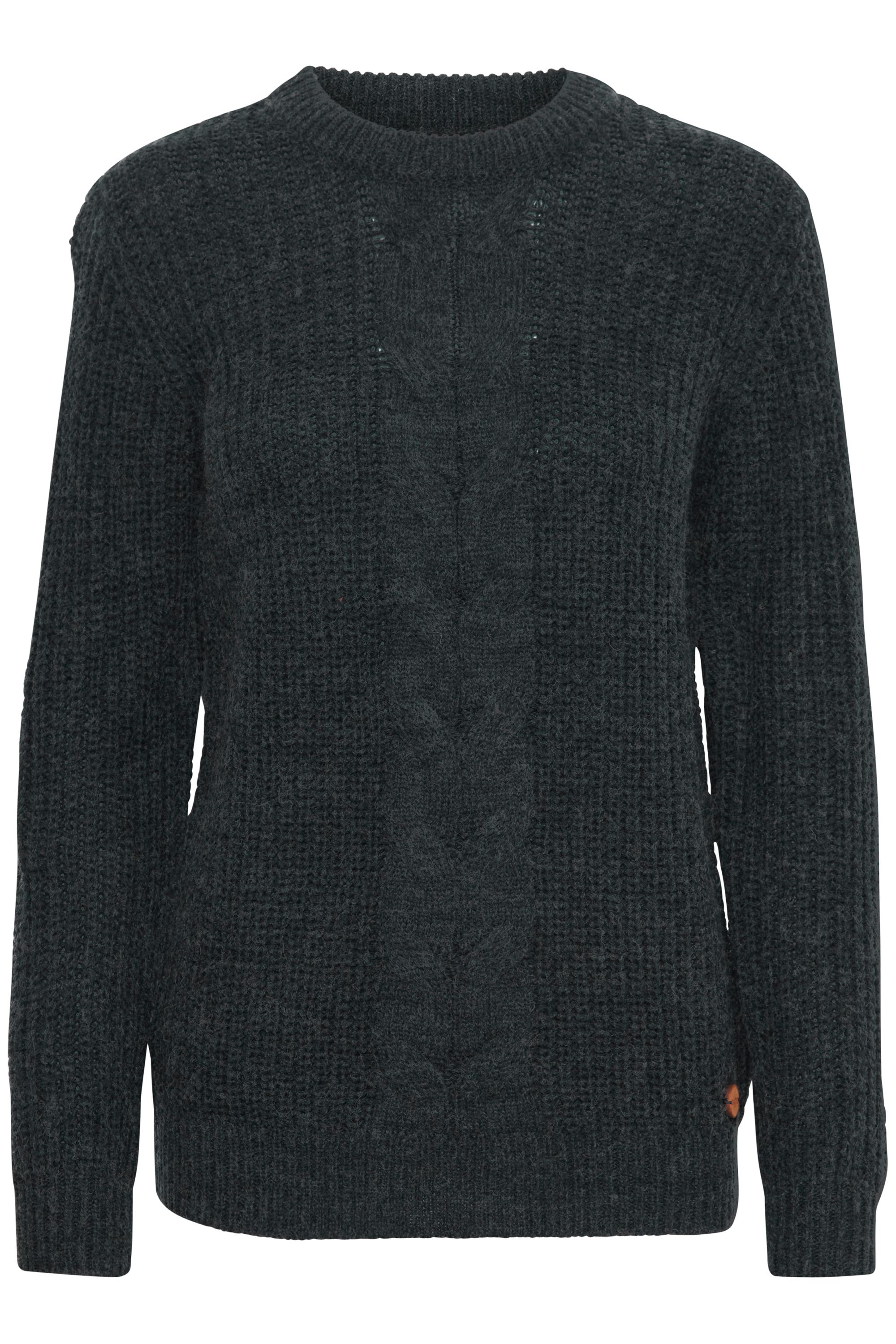 Strickfleece-Pullover OXMO "Strickpullover OXNatasja", Damen, Gr. M, blau (total eclipse melange), Obermaterial: 85% Polyacryl PAN. 15% Wolle WO., Pullover