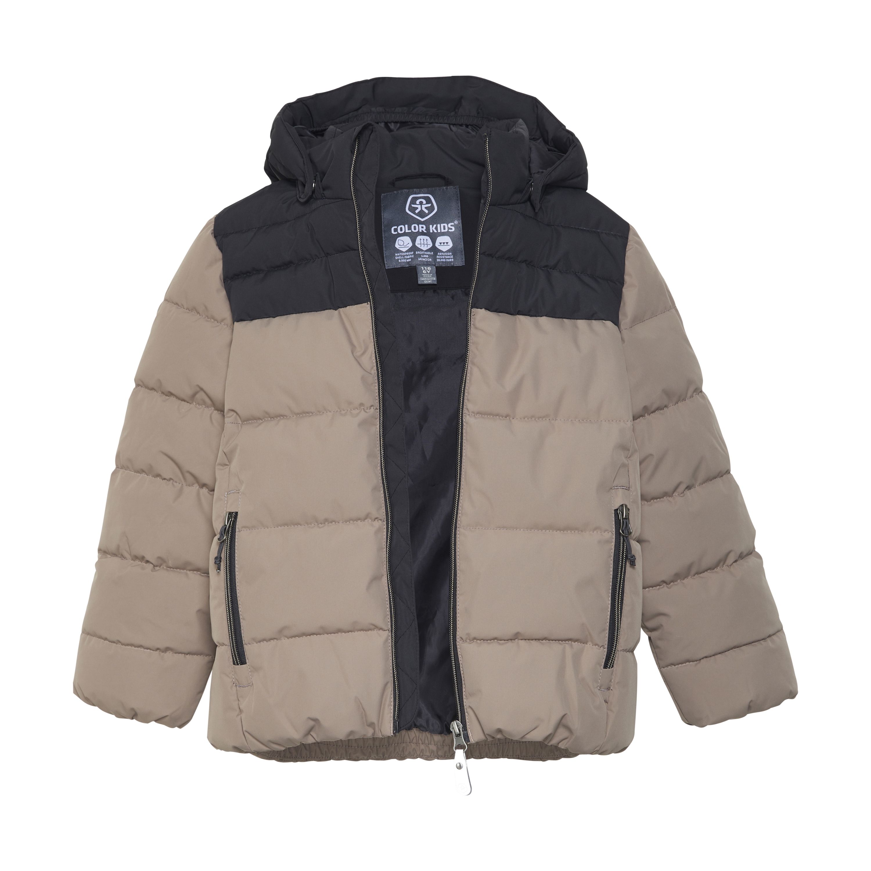 Steppjacke COLOR KIDS "Steppjacke COJacket", Jungen, Gr. 116, braun (fossil), Obermaterial: 100% Polyester PES., Casual, regular fit normal, Jacken Steppjacke
