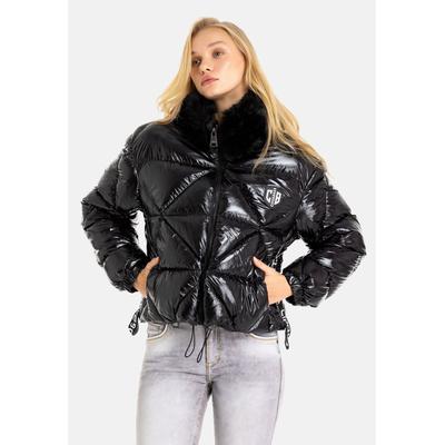 Winterjacke CIPO & BAXX "Jacken", Damen, Gr. S, schwarz, 100% Polyester, unifarben, casual, regular fit normal, Langarm, Jacken, mit Kunstfellkragen, WM134 Image