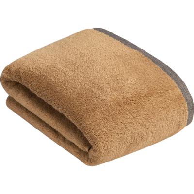 Badetuch BUGATTI "Prato", braun (camel), B:100cm L:150cm, Walkfrottier, Obermaterial: 100% Baumwolle, Handtücher (Packung), Uni Farben, mit melierter Optik im Saum Image