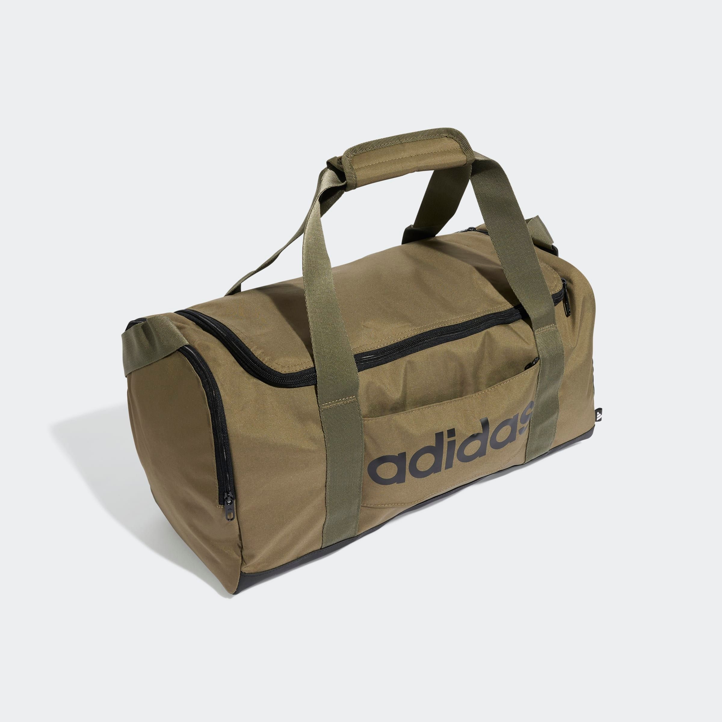 Sporttasche ADIDAS PERFORMANCE "LINEAR DUFFEL S", Herren, Gr. B/H/T: 45cm x 23cm x 20cm, grün (olive strata, schwarz), Polyester, Taschen Sporttasche