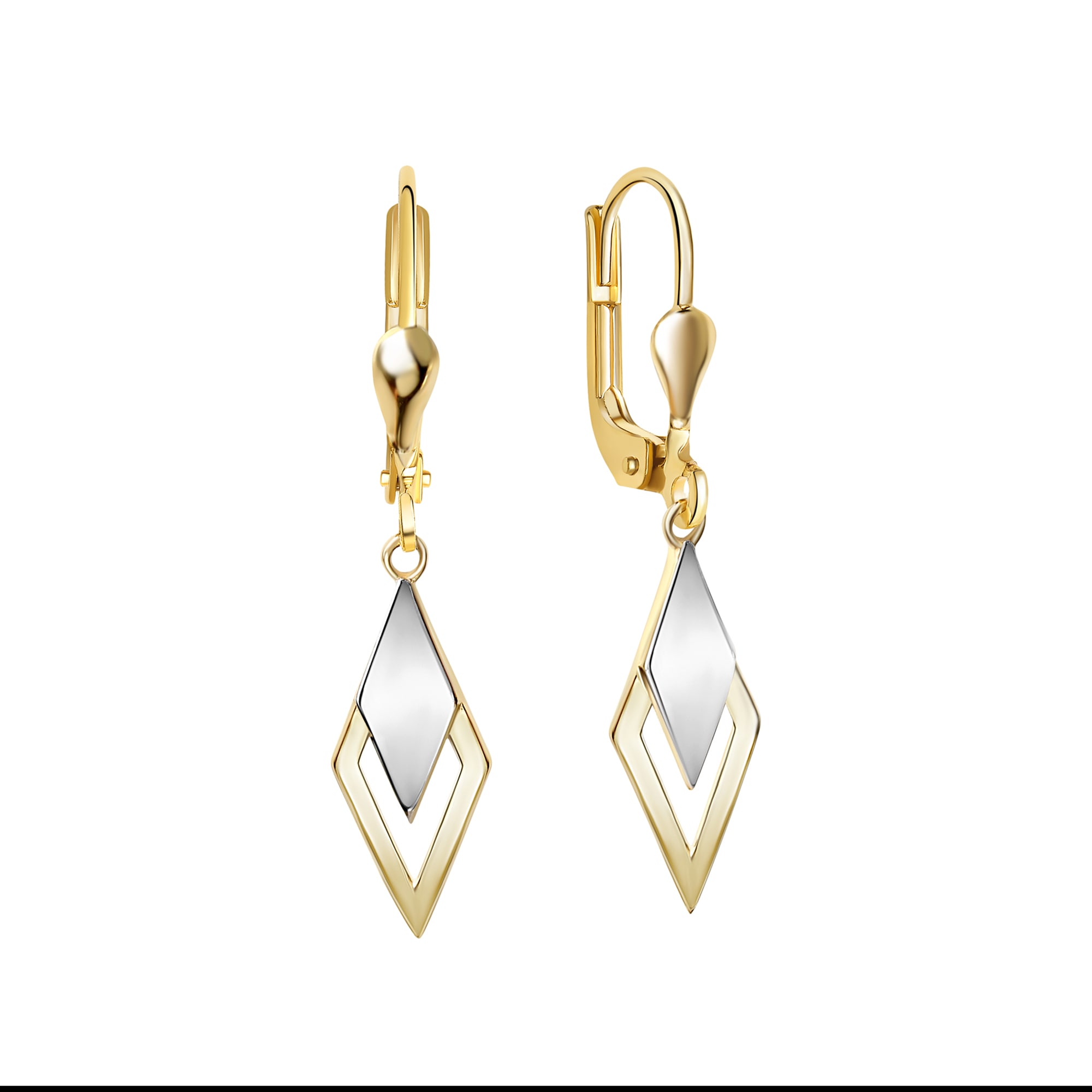 Paar Ohrhänger "585/- Gelbgold bicolor glanz", bunt (mehrfarbig), FASCINATION BY ELLEN K., Ohrringe, Damen, one-size, Gold