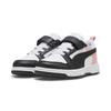 Sneaker PUMA "PUMA Rebound V6 Lo Sneakers Kinder", Kinder, Gr. 27.5, schwarz-weiß (weiß schwarz pink fruit), Obermaterial: Synthetik, Textil; Futter: Textil; Laufsohle: Gummi, Schuhe
