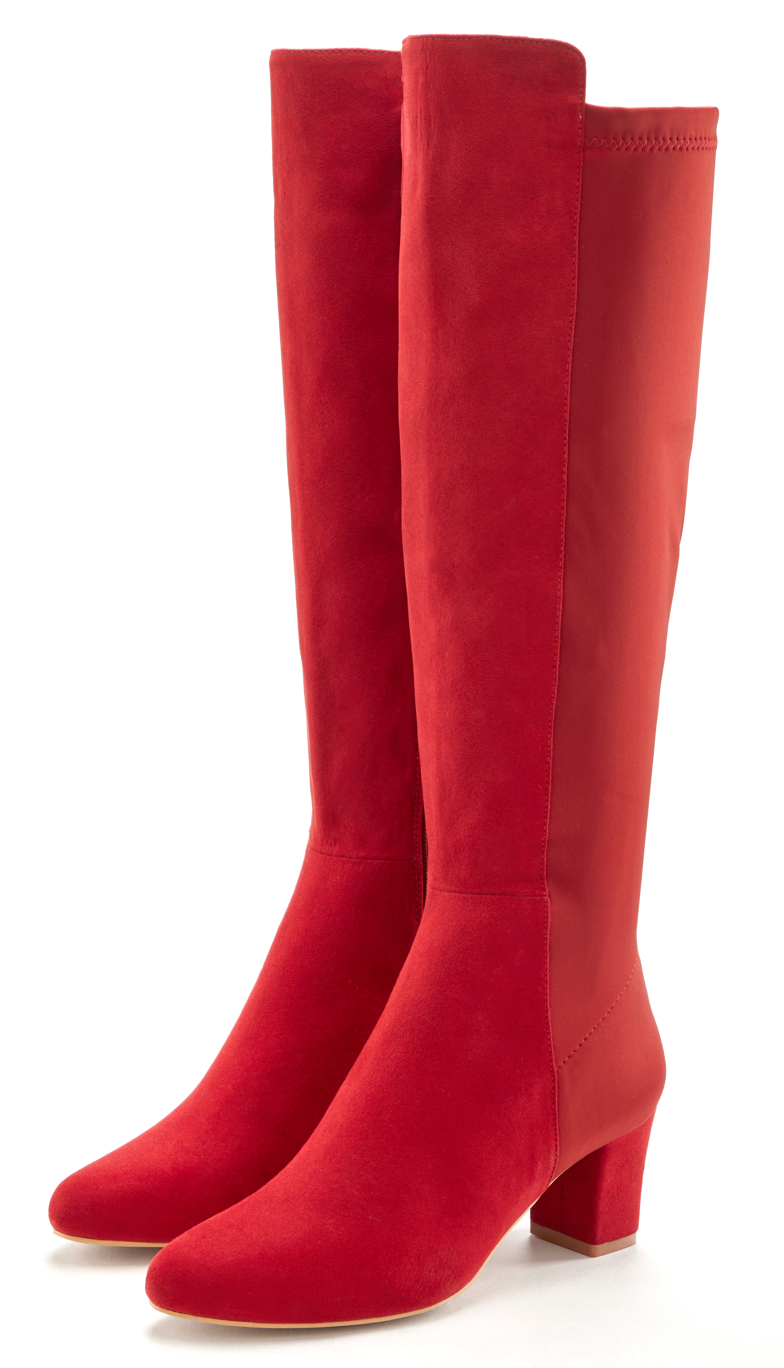 Stiefel LASCANA, Damen, Gr. 38, rot, Obermaterial: 50% Lederimitat, 50% Textilmaterial. Decksohle: 100% Lederimitat. Futter: 100% Textilmaterial. Laufsohle: 100% Synthetik, unifarben, Schuhe Stiefel, mit Stretcheinsatz und Langschaft, Stiefelette,...