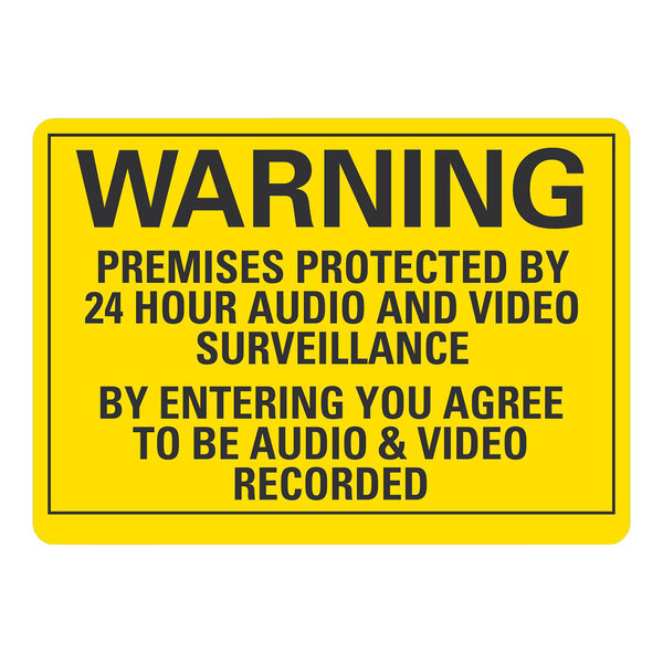 Lavex 14" x 10" Non-Reflective Aluminum "Warning / Premises Protected By 24 Hour Audio And Video Surveillance / By Entering You Agree To Be Audio & Video Recorded" Sign