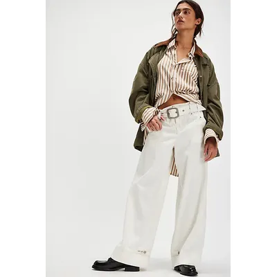 We The Free Sloane Belted Pants at Free People in Tofu, Size: Small