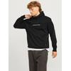 Kapuzensweatshirt JACK & JONES "JJTREE SWEAT HOOD", Herren, Gr. S, schwarz (schwarz print:jack, jones), angeraute Sweatware, Obermaterial: 65% Polyester, 35% Baumwolle, bedruckt, modisch, Langarm, Sweatshirts