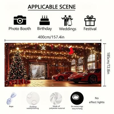 TEMU Large Christmas Garage Door Banner - Santa-themed Outdoor Decoration, Holiday Parties & Backdrops Image