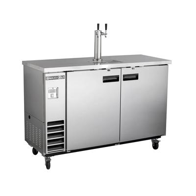 Maxx Cold MXBD48-1SHC 47 1/2" X-Series Kegerator Commercial Beer Dispenser w/ 2 Keg Capacity - 2 Column, Stainless, 120v, Silver