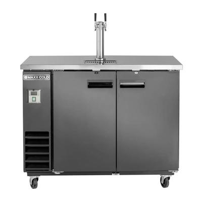 Maxx Cold MXBD48-1BHC 47 1/2" X-Series Kegerator Commercial Beer Dispenser w/ 2 Keg Capacity - 2 Column, Black, 120v