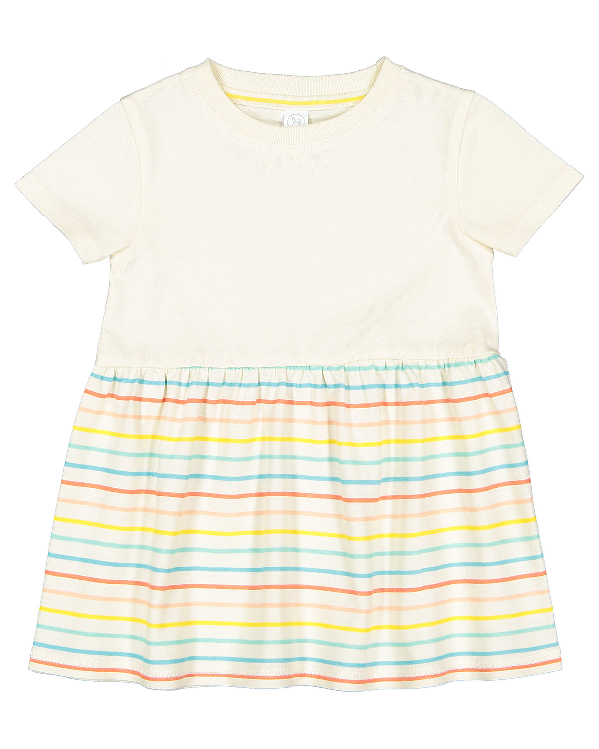 Rabbit Skins RS5330 Infant Fine Jersey Dress Top in Natural/Sunkissed Stripe size 12M | Cotton 5330