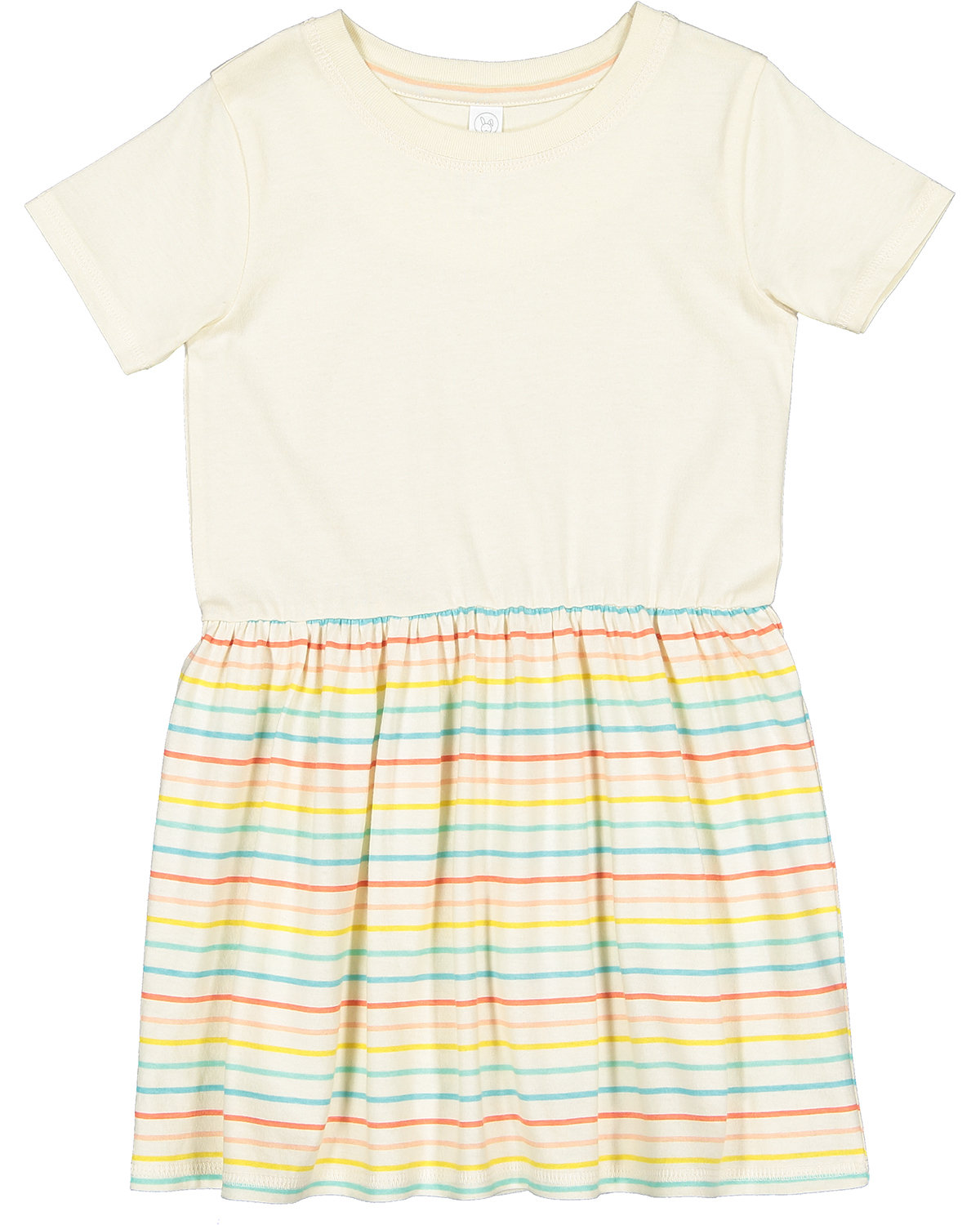 Rabbit Skins 5333 Toddler Fine Jersey Dress Top in Natural/Sunkissed Stripe size 4 | Cotton