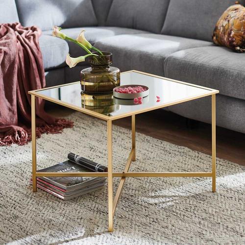 Coffee Table in Goldfarben Spiegelglas Platte