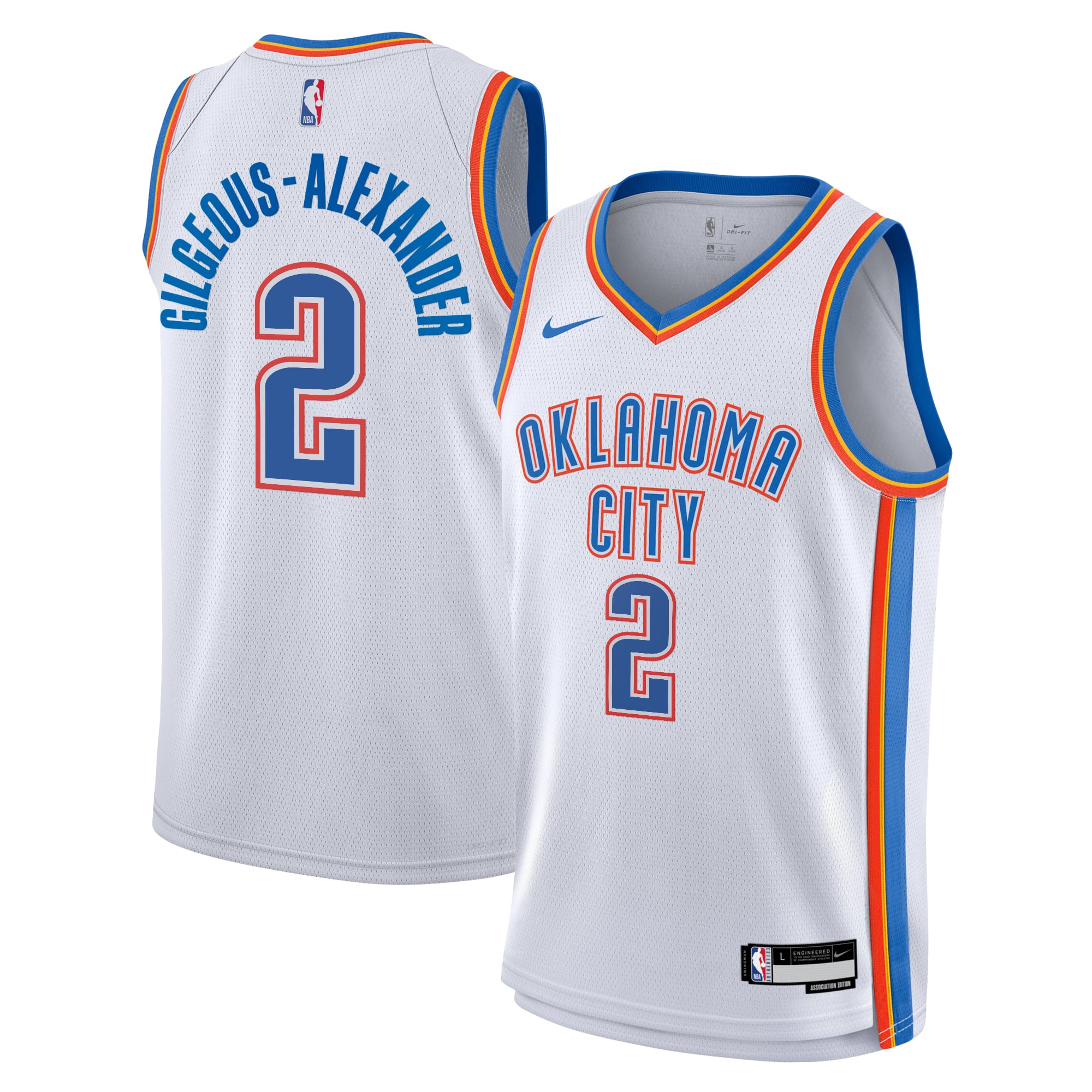 Oklahoma City Thunder Nike Association Edition Swingman-Trikot – Weiß – Shai Gilgeous-Alexander – Jugendliche