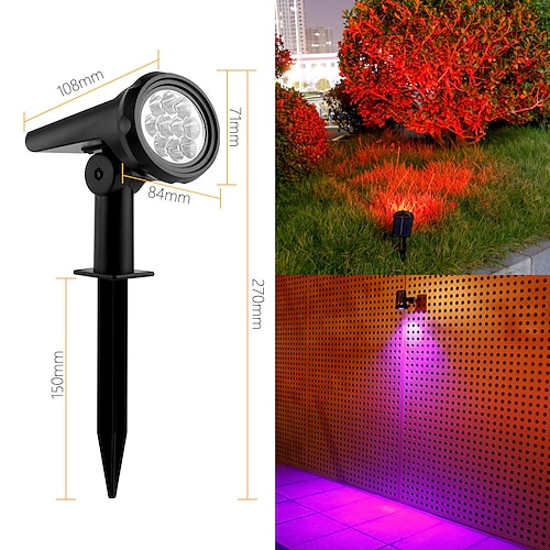 Solarbetriebener 7-LED/10-LED-Landschaftsstrahler, wasserdicht, verstellbare Außenwandleuchte für Außenterrassenwand-Landschaftsleuchte Image