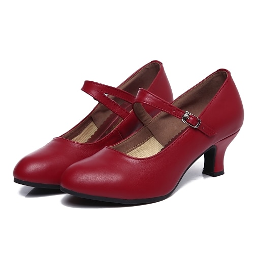 Damen Ballsaal Schuhe für modern Dance Salsa Schuhe Charakterschuhe Leistung Innen Walzer Zeitgenössischer Tanz Einheitliche Farbe Schwarz Dunkelrot Image
