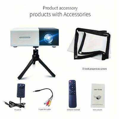 TEMU 3000+ Hd Projector - Portable 3d , Hd Projector, Suitable For And Camping, Compatible , Usb Sd And Stand, Christmas, Halloween,