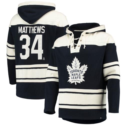 Blauer Pullover-Hoodie „Auston Matthews“ der Toronto Maple Leafs mit Spielername und -nummer von 1947 für Herren